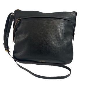 Fossil crossbody shoulderbag Leather Black shoulderbag Purse organizer